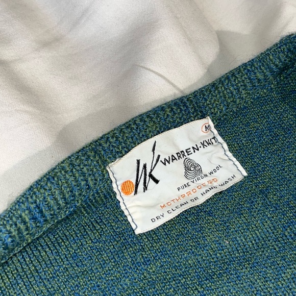 Vintage blue-green cardigan sweater vest - Picture 2 of 5